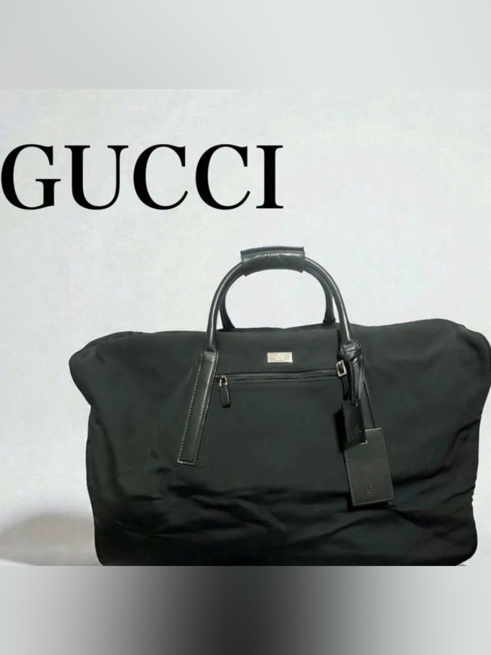 Gucci Black Nylon & Leather Travel Boston Bag Silver Hardware Vintage 🧳